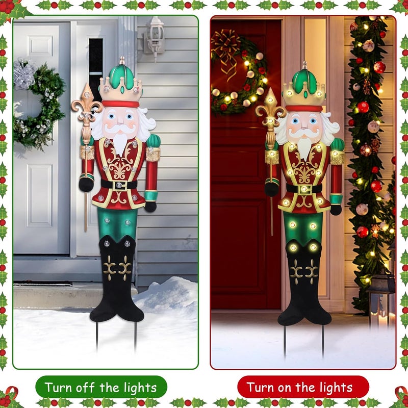 VCUTEKA Christmas Yard Sign Decorations Outdoor with LED Lights Christmas Nutcracker Yard Signs with Metal Stakes for Xmas Holiday Party Lawn Sign Garden Decor Xmas Outdoor Yard Signs - Image 3